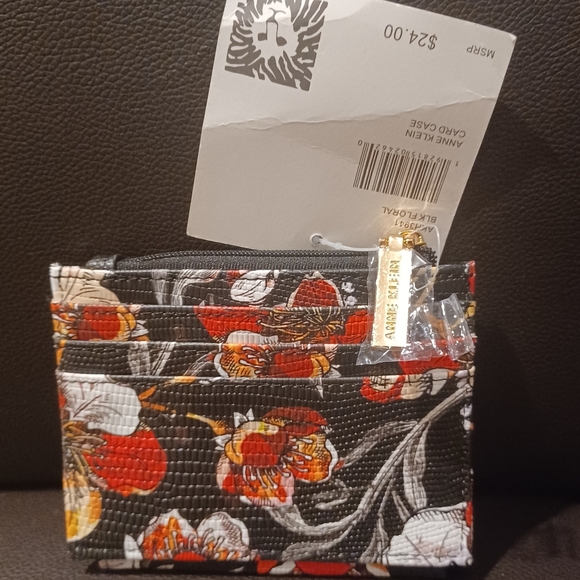 ANNE KLEIN ID CREDIT CARD MIRROR FLORAL FLAP SNAP - Picture 7 of 12